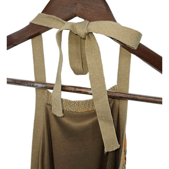 SO Goods for Life Midi Sweater Halter Dress Women Sz M Crochet Brown Orange Fall - Picture 4 of 9